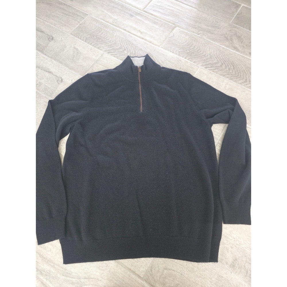 Saks Fifth Avenue By Todd & Duncan Mens Black 100% Scottish Cashmere Quarter Zip